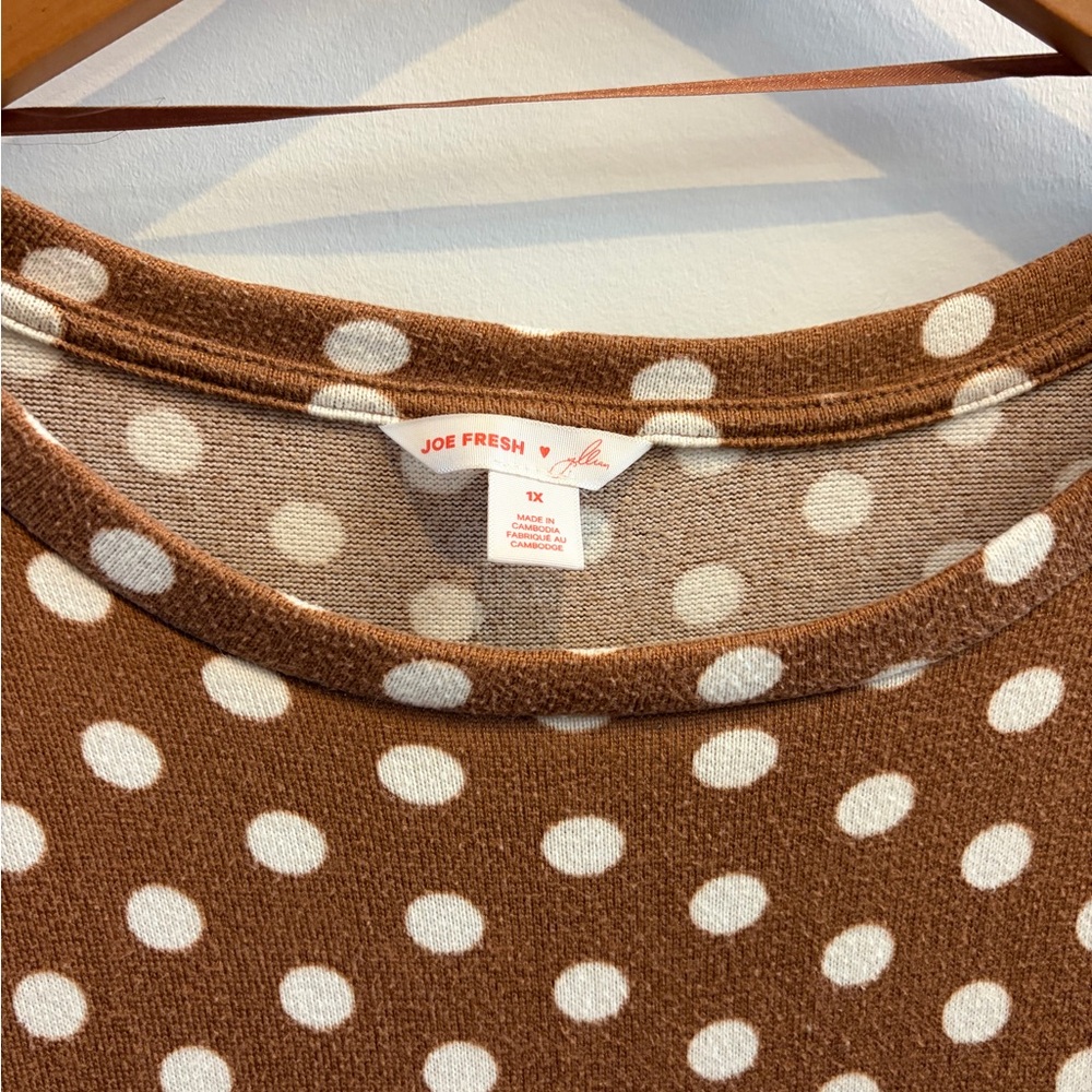 Joe Fresh Brown Polka Dot Long Sleeve Dress - Picture 2 of 3